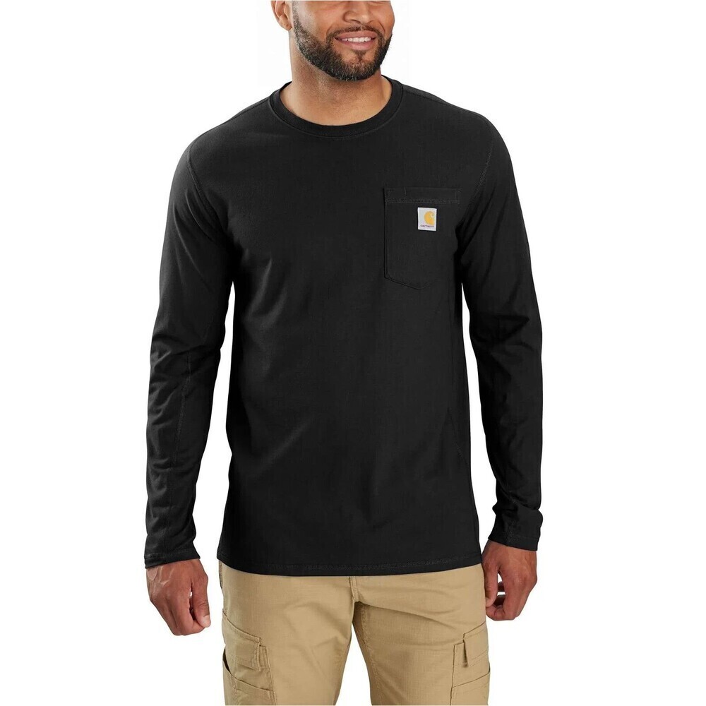 NWT‎ Carhartt Mens T-Shirt Heather Black Medium Loose Fit Long Sleeve Crew Neck